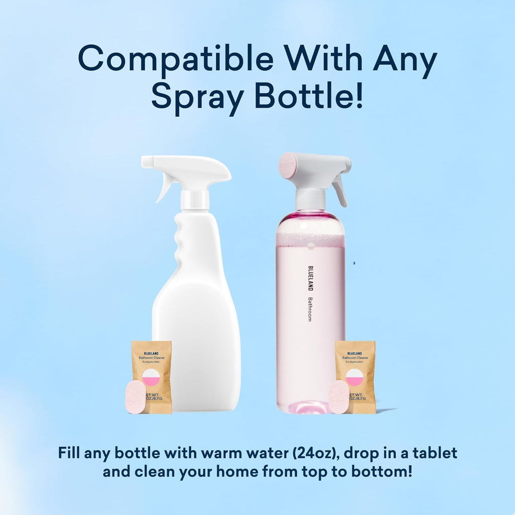 BLUELAND Bathroom Cleaner, 10-Pack Refill, Eucalyptus Mint Scent, Eco-Friendly Cleaning Supplies, 10x 24 Fl oz