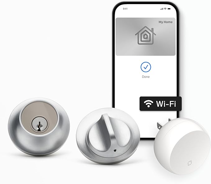 Level Lock+ (Wi-Fi) Smart Lock - World's Smallest Smart Lock Plus Apple Home Keys - Lock/Unlock from Anywhere - Level App for iOS & Android - Works with Apple Home, Alexa, Google Home (Satin Chrome)