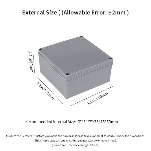 6 Pack Junction Box-4" x 4" x 3" IP65 ABS Plastic Dustproof Waterproof Electrical Box Project Junction Conduit Box for Electrical Outdoor Enclosure