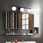 New Bathroom Vanity Light Fixtures 3 Lights Brushed Black Milk White Globe Glass Shade Modern Wall Bar Sconce Over Mirror (Exclude G9 Bulb)