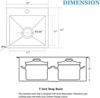 SHACO 13x15 Inch Drop In Black RV Bar Sink, Stainless Steel Top Mount Gunmetal Black 16 Gauge Single Bowl Small Kitchen Outdoor Sink with Strainer Drain