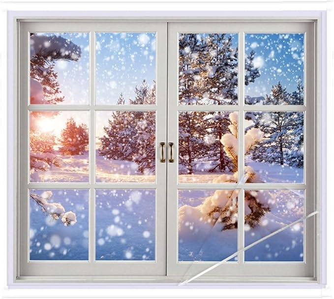Indoor Window Insulation Kit, Clear Window Film for Heat and Cold (5 Windows (62x210 in))