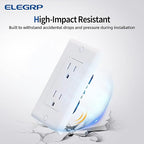 ELEGRP Glossy White Decorator Receptacle, 15A 125V Standard Electrical Wall Outlet, 2 Pole 3 Wire, Non-Tamper Resistant, NEMA 5-15R, Self-Grounding Residential Grade, w/Wall Plate, UL, 50 Pack