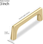 10 Pack 3 Inch(76mm) Hole Center Modern Brushed Gold Cabinet Pull Handle Timeless Vanity Drawer Pull Handle Classic Cabinet Hardware for Kitchen Dresser Bathroom, Screws Included, B-Gold(3x10)