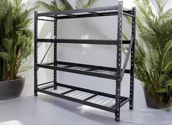 Generic Heavy Duty Member Mark 4-Shelf Industrial Storage Rack in Black, 77"" W x 24"" D x 72"" H (1 PACK)