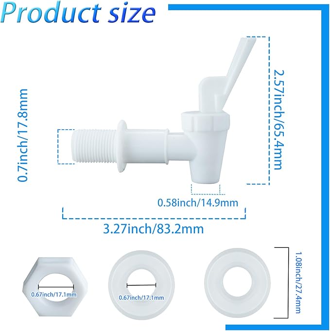 Replacement Cooler Faucet Water Bottle Jug, BPA-Free Plastic Spigot Spout Water Beverage Lever Pour Dispenser Valve, Crock Tap (2 White, 2 Black)