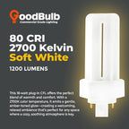 GoodBulb 18 Watt CFL Light Bulbs 4 Pin GX24Q-2 Base 2700K Soft White 18W High Output 1200 Lumens Triple Tube Compact Fluorescent Light Bulbs Plug-in 10 Pack