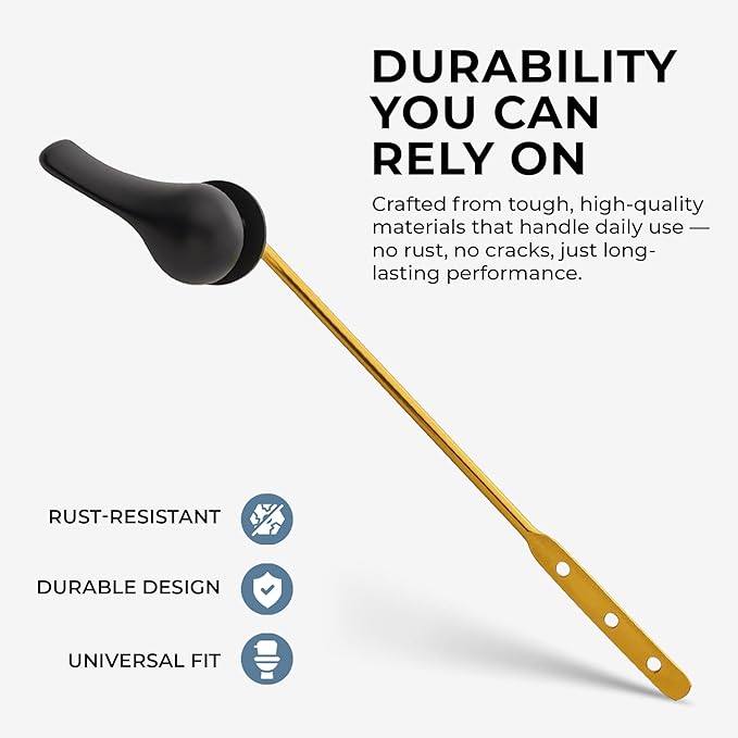 Qualihome Black Toilet Handle - Front Mount Matte Black Toilet Flush Handle Lever Replacement - Universal Fit - Durable Design - Easy Installation - Ideal for Most Front Mount Toilets