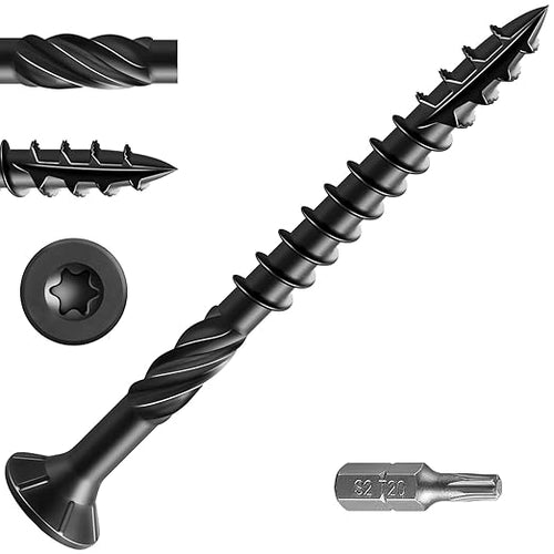#10 * 2-1/2" Black Deck Screws, (161pcs) 2 lbs.Exterior Wood Screws, Rust Resistant epoxy Coated, Bronze, T25 Star Bit