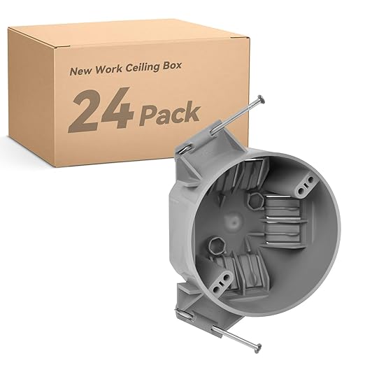 20 Cubic Inch New Work Ceiling Electrical Box, Ceiling Light Box for New Construction, PVC, UL Listed, 24 Pack