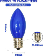 25 Pack C9 Christmas Replacement Light Bulbs, Blue Ceramic Bulbs C9 Vintage Christmas Light for Outdoor Patio Indoor String Lights, C9/E17 Intermediate Base, 7 Watts Night Light, 120 Volt-Bule