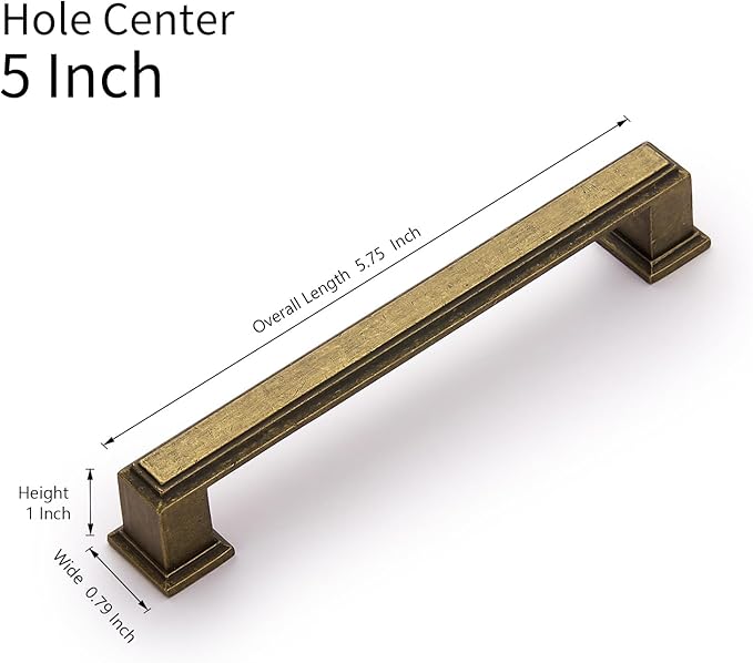 10 Pack 5 Inch(128mm) Hole Center Antique Brass Modern Cabinet Pulls Kitchen Cabinet Handles Kitchen Cabinet Hardware Timeless Drawer Pulls for Dresser Cupboard Wardrobe, A-Brass(5x10)
