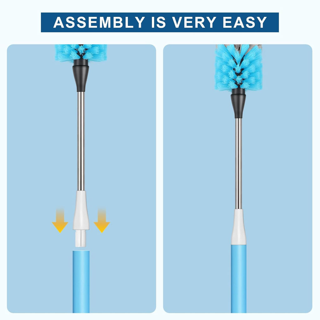 2-in-1 Water Bottle Brush, 14.5-inch Long-Handled Cleaning Brush, Kitchen Scrubber, Lid Cleaner, Suitable for Water Bottles, Cups, Glasses, Baby Bottles, Blue