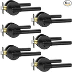 Amerdeco 6 Pack Matte Black Door Handles Interior,Knurled Privacy Door Handles with Lock,Heavy Duty Black Door Lever for Bedroom or Bathroom,Reversible Keyless for Left Right Handed Doors AM0027