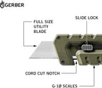 GERBER Gear Prybrid Utility EDC Multitool Pocket Utility Knife - Razor Knife with Retractable Hobby Blade and Pry Bar - Green with Clip