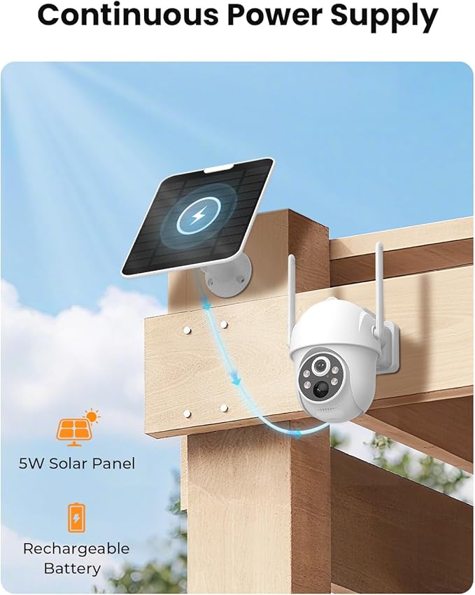 4G LTE Cellular Security Camera Wireless Outdoor with 3-year Unlimited Data SIM Card, Solar Camera, No WiFi Security Camera, Color Night Vision, 360° Live View, PIR Motion Sensor, 2-Way Audio