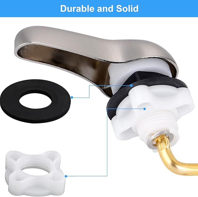 iFealClear 2 Pack Universal Brass Toilet Handle Replacement Kit, Side/Angle Mount Toilet Tank Flush Lever with Lock Nut, Fit Most, Brushed Nickel