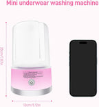 Portable Mini Washing Machine | Compact Deep Cleans Underwear, Baby Clothes, Small Laundry | Lightweight for Apartment, Dorm, Hotel, Travel & Camping | Quiet Energy-Efficient (Pink)