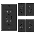 ELEGRP USB Wall Outlets, 20 Amp USB C Wall Outlets Receptacles, Outlets with USB A and C Ports, Tamper Resistant Receptacle, Wall Plate Included, UL Listed, 5 Pack, Black