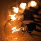 Meconard G40 Replacement Light Bulbs, E12 Candelabra Screw Base 5watt Dimmable Clear Glass Globe Incandescent Bulbs for Indoor Outdoor String Lights,Warm White,25Pack