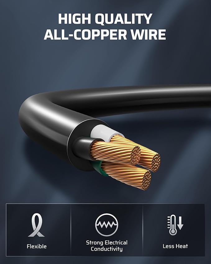 DEWENWILS 2 FT 12/3 Gauge Indoor/Outdoor Tri-Tap Extension Cord Splitter, STW 15 Amp Contractor Grade Heavy Duty Power Cable with LED Lighted Plug, UL Listed, Pack of 3