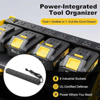 3 layers power tool organizer Loads 150lbs with 4 Cordless Drill Holder and 8 Outlet Power Strip,it’s good choice for husband birthday gift,yellow