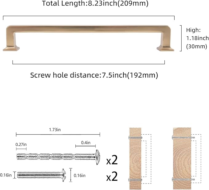COTYKILEY 10 Pack 7.5 Inch(192mm) Champagne Bronze Cabinet Handles Champagne Kitchen Cabinet Pulls Cabinet Door Handles Kitchen Cabinet Hardware Cupboard Drawer Pulls Dresser Handles