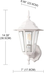 GRUENLICH Outdoor Wall Lantern, Wall Sconce as Porch Lighting Fixture with E26 Medium Base, Aluminum Housing Plus Glass, Water-Proof Rated, Bulb Not Included, White Finish, 2 Pack