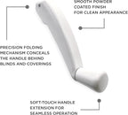 Casement Window Crank Handle Replacement with Folding Low Profile Design, Durable White Finish, Works On Casement and Awning Windows. Fits Milgard Windows and Some Other Window Brands.