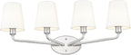 Emak 29 Inch Brushed Nickel Vanity Light, 4-Light Bathroom Light Fixtures with Flared White Fabric Shade, Modern Vanity Lights for Bathroom, Mirror, VL132-BN-WF-4