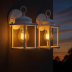 GRUENLICH Outdoor Wall Sconce, Exterior Wall Lighting Fixtures with Clear Glass, Front Porch Lighting, Anti-Rust Outside Lights for Patio, Doorway, White, 2 Pack