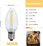 KGC LED Accessory Cord with 5 Pieces C7 Light Bulbs, 9FT White Cord with On/Off Switch Plugs - C7 led Bulb Warm White with Spare Fuse for Holiday Decoration and Craft Village House Decoration 1 Pack