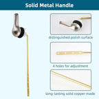 Hygie Rinse 2PCS Universal Metal Toilet Handle Replacement Kit Front Mount Toilet Lever Compatible with TOTO/Glacier Bay/Gerber, Toilet Flush Handle with Flapper Chain, Brushed Nickel