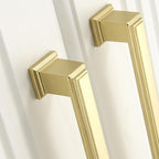 10 Pack 5 Inch(128mm) Hole Center Gold Modern Cabinet Pulls Kitchen Cabinet Handles Kitchen Cabinet Hardware Timeless Drawer Pulls for Dresser Cupboard Wardrobe, P-Gold(5x10)