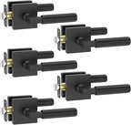 Amerdeco 5 Pack Matte Black Passage Door Handles,Heavy Duty Non-Locking Door Lever for Hall, Closet,Office Area, Shopping Malls AM0021