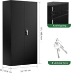 Greenvelly Metal Garage Storage Cabinet, 72” Lockable Storage Cabinet with Adjustable Shelves, Steel Tool Organizer for Home Office, Garage, School, Classroom(36" W x 18" D)