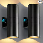 KIZON Dusk to Dawn Outdoor Lighting 2 Pack, Modern Outdoor Wall Lights Black Exterior Lighting Fixtures Wall Mount with E26 Base, Waterproof Sconce Porch Light with Bulbs Included, ETL Listed