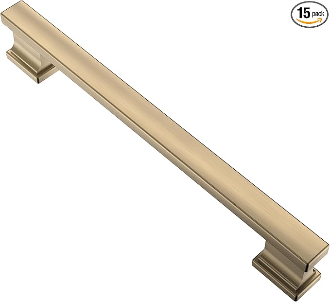 Alzassbg 15 Pack Brushed Antique Brass Cabinet Pulls, 6-1/4 Inch(160mm) Hole Centers Kitchen Cabinet Handles for Cabinets and Drawers AL3061AB