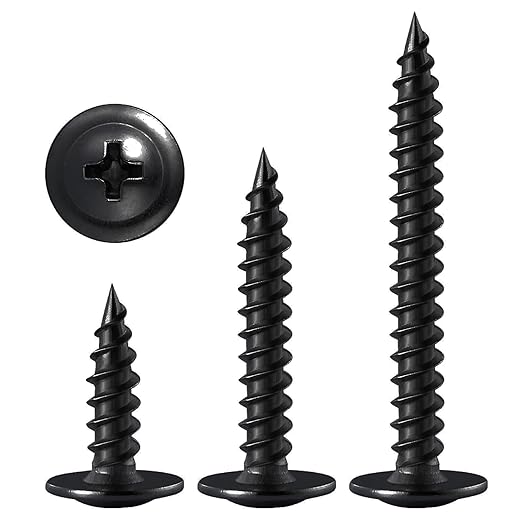 (200 pcs) Wensilon #10×1" Black Phillips Truss Head Wood Screws Quick Metal Self Tapping