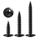 (150 pcs) Wensilon #10×1-1/2" Black Phillips Truss Head Wood Screws Quick Metal Self Tapping