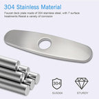 Sink Hole Cover, Escutcheon Plate Stainless Steel Faucet Deck Plate 10 Inch for 1 or 3 Hole Bathroom or Kitchen Sink Faucets Round, Brushed Nickel