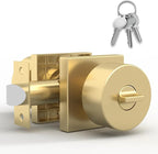 Mega Handles SUANA Entrance Door Knob for Entrance, Bedroom and Bathroom, Reversible Heavy Duty Design Door Knobs, Fits All Standard Door Sizes, Screws Included - Satin Brass (1 Pack)