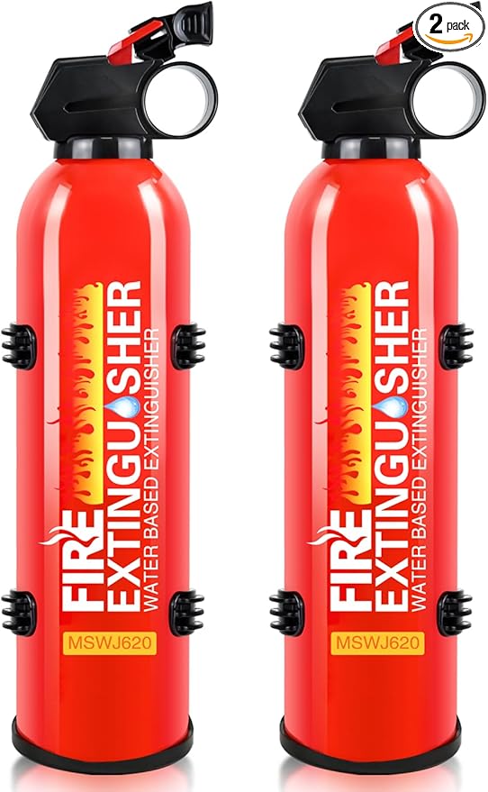 2 Pack Fire Extinguisher for Home with Wall Mount - 620ml Portable Fire Extinguisher for Car Vehicle Boat House Kitchen, Water-Based Fire Extinguisher for A, B, C, K Fire