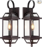 Large Industrial Porch Light -18" Bronze Outdoor Porch Lights 2-Pack, Exterior Wall Sconces Brown Sealed Bottom, Outdoor Lantern Outside Sconces for Exterior House ETL Listed