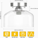 Semi Flush Mount Ceiling Light Silver, Clear Glass Pendant Lamp Shade, Modern Farmhouse Light Fixture for Hallway Corridor Kitchen Entryway Bedroom, Bulb Not Included