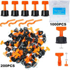 Tile Leveling System Kit 1/16" T Type 200pcs Tile Leveling Reusable + 1000pcs Cross Spacer Tile Installation Tool Kit for Stone Ceramic Stone Installation With 4x Wrenches (1/16" 1204pcs)