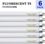 amgolibi T5 14W 4100K Fluorescent Tube, 22 Inches F14T5/841 Straight Fluorescent Bulb, F14T5/CW Fluorescent Lamp for Counter and Cabinet Fixture, Cool White 1250 Lumen G5 Base