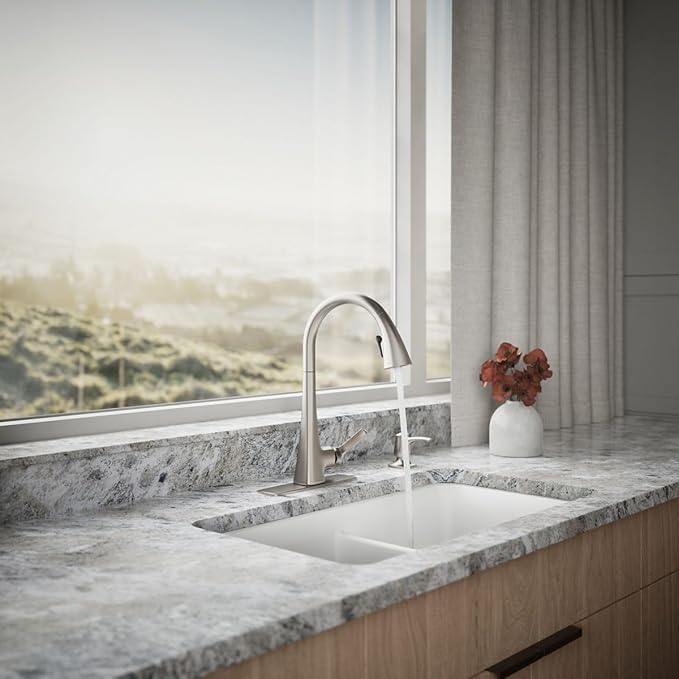 KOHLER R22867-SD-VS Maxton Pull-Down Kitchen Faucet with Soap Dispenser/Lotion Dispenser, Kitchen Sink Faucet with Pull Down Sprayer, Vibrant Stainless