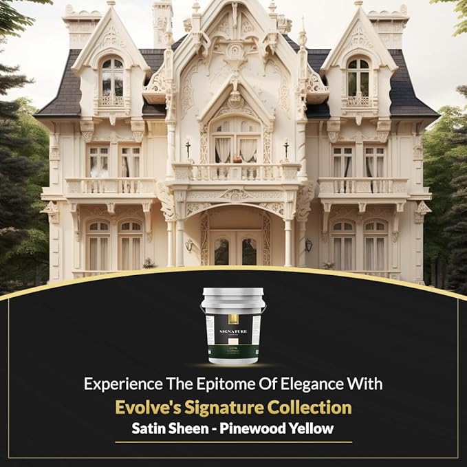 EVOLVE Signature Paint & Primer: Luxury Paint & Primer for Indoor & Outdoor Surfaces, Minimal Odor, Satin Sheen (Pinewood Yellow, 5 Gallon)
