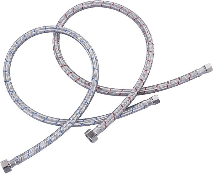 ALEASHA 36'' Kitchen Faucet Hose Stainless Steel Braided cUPC Sink Supply Line with G1/2" FIP x 3/8" Compression Faucet Water Supply Line Connector 2 PCS